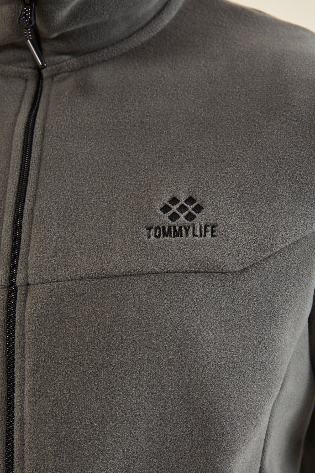 yazi nakişli dik yaka fermuarli standart kalip erkek sweatshirt polar - 87992 - Justyol