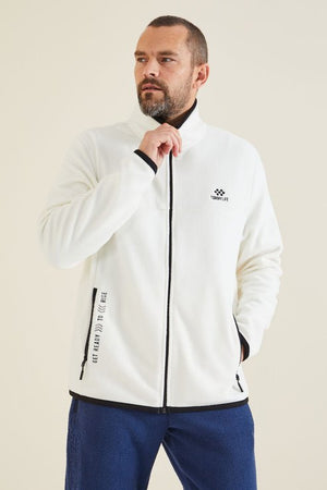 yazi nakişli dik yaka fermuarli standart kalip erkek sweatshirt polar - 87992 - Justyol