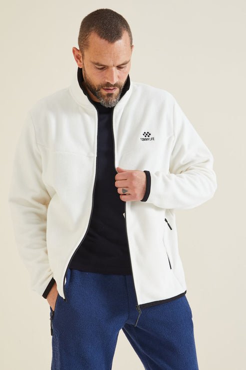 yazi nakişli dik yaka fermuarli standart kalip erkek sweatshirt polar - 87992 - Justyol