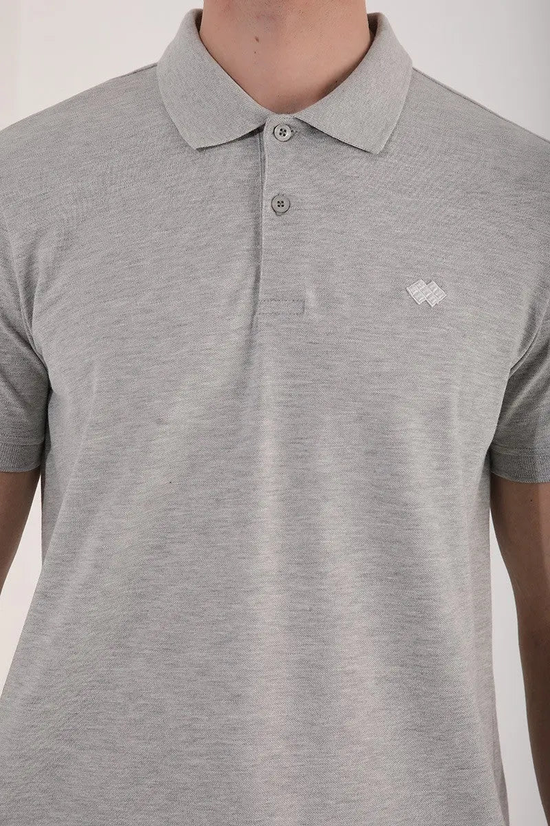 basic logolu standart kalip triko polo yaka erkek t-shirt - 87748 - Justyol