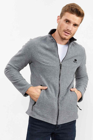 dik yaka fermuarli standart kalip erkek polar sweatshirt - 87993 - Justyol