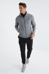 fermuarli dik yaka standart kalip erkek polar sweatshirt - 88134 - Justyol