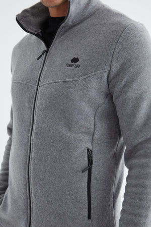fermuarli dik yaka standart kalip erkek polar sweatshirt - 88134 - Justyol