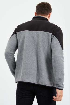 iki renkli fermuarli dik yaka standart kalip erkek sweatshirt polar - 87994 - Justyol