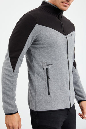 iki renkli fermuarli dik yaka standart kalip erkek sweatshirt polar - 87994 - Justyol
