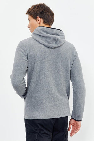 nakişli yarim fermuar kapüşonlu standart kalip erkek polar sweatshirt - 87996 - Justyol