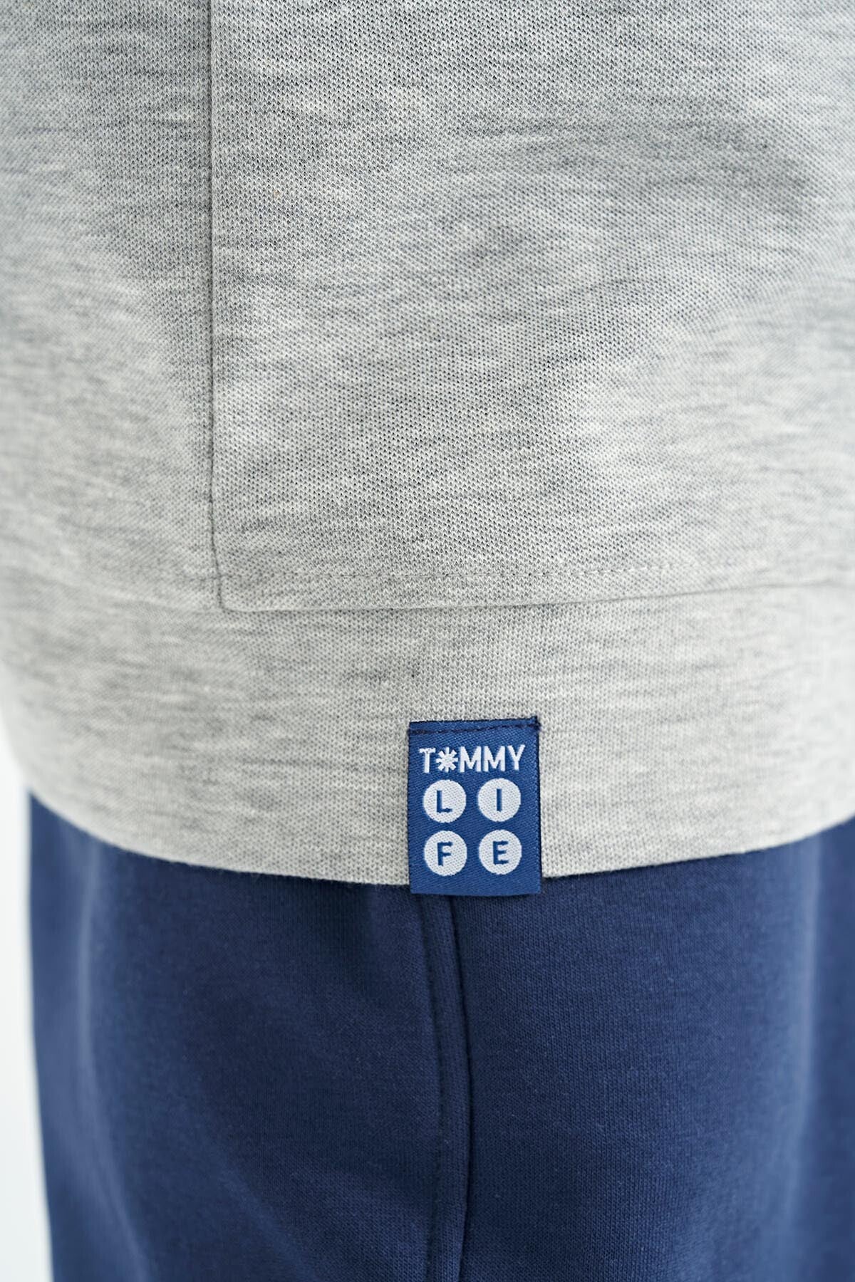 ön yazi nakişli o yaka oversize erkek çocuk t-shirt - 11147 - Justyol