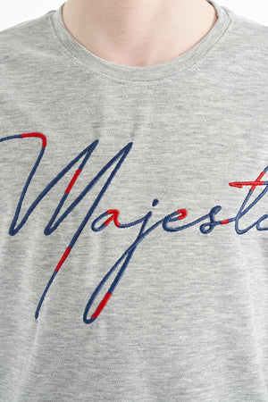 ön yazi nakişli o yaka oversize erkek çocuk t-shirt - 11147 - Justyol