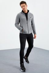 yazi nakişli dik yaka fermuarli standart kalip erkek sweatshirt polar - 87992 - Justyol