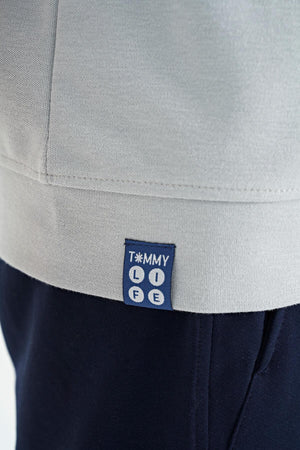 ön yazi nakişli o yaka oversize erkek çocuk t-shirt - 11147 - Justyol