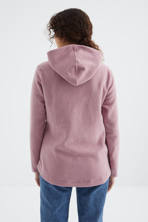 kapüşonlu fermuarli rahat form kadin polar sweatshirt - 97233 - Justyol