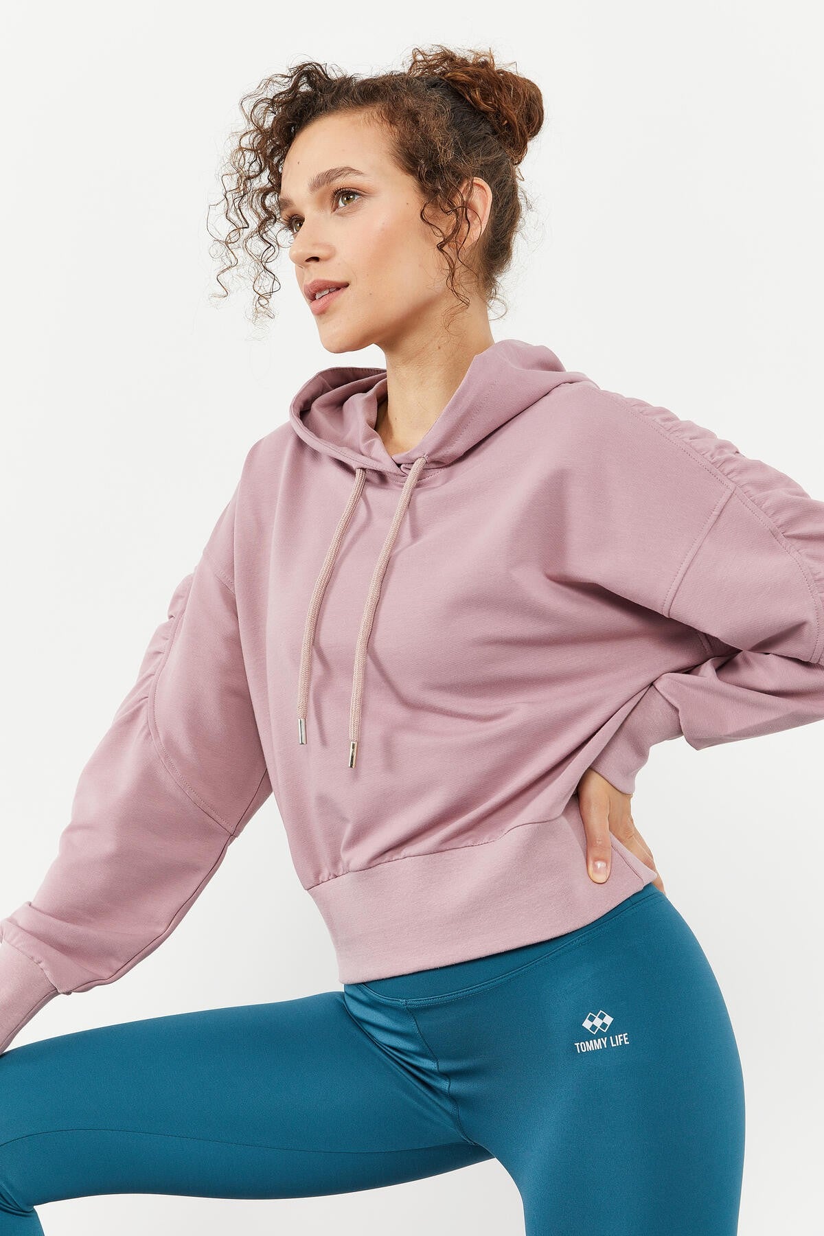 omuz büzgü detayli balon kol rahat form kadin sweatshirt - 97166 - Justyol