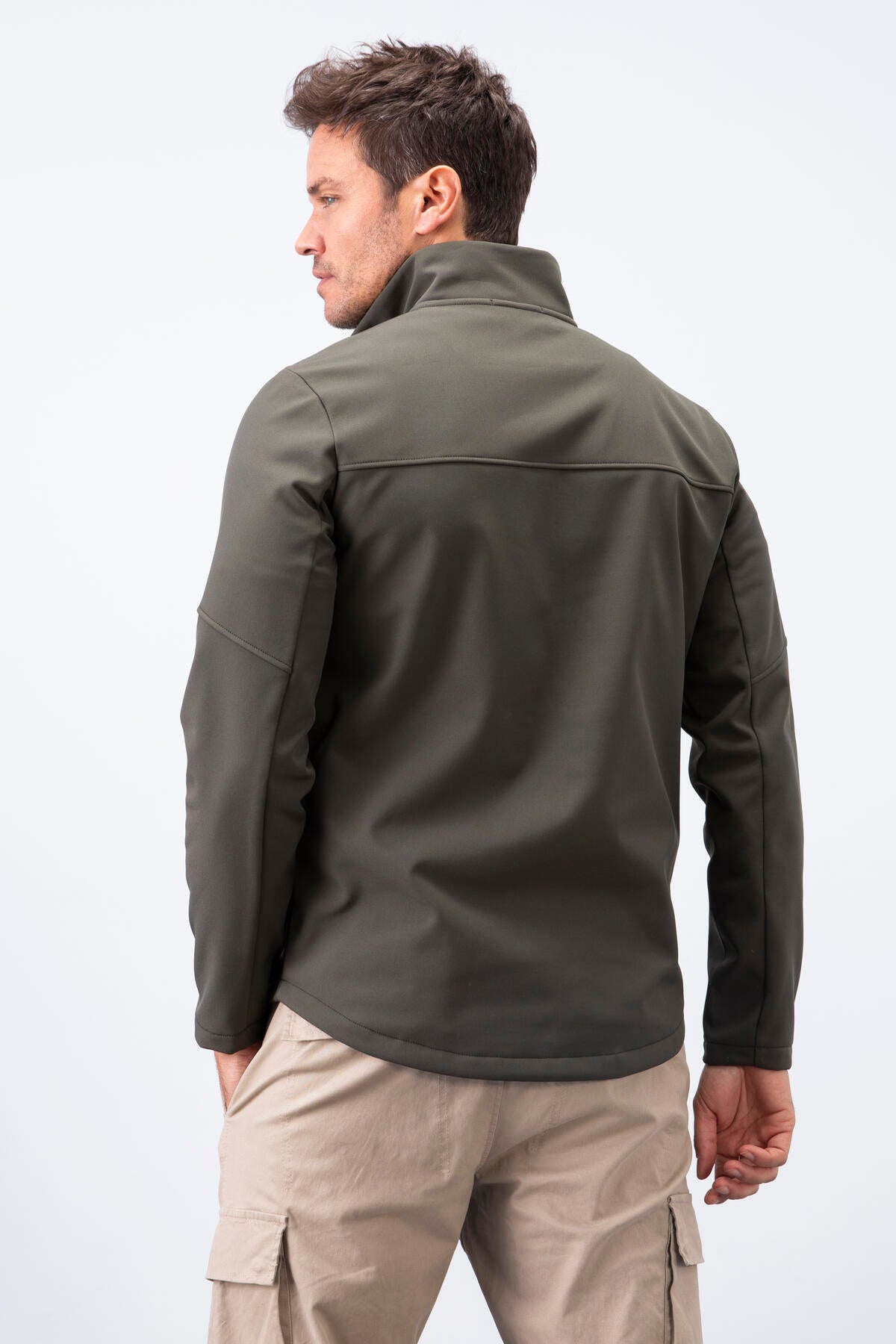 fermuarli dik yaka su ve rüzgar geçirmez softshell erkek mont - 88050 - Justyol