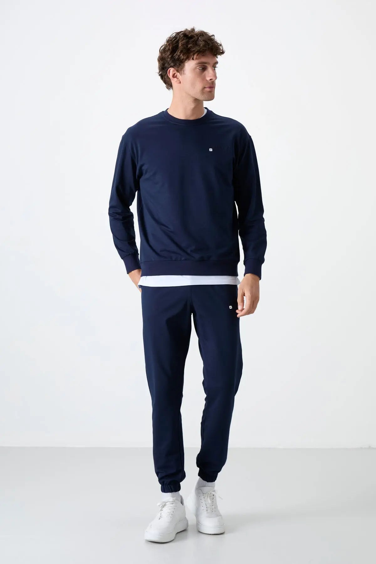 casual o yaka lastik paça erkek oversize eşofman takimi - 85120 - Justyol