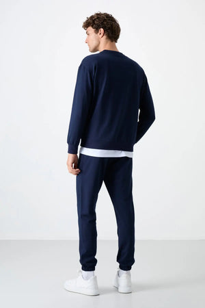 casual o yaka lastik paça erkek oversize eşofman takimi - 85120 - Justyol