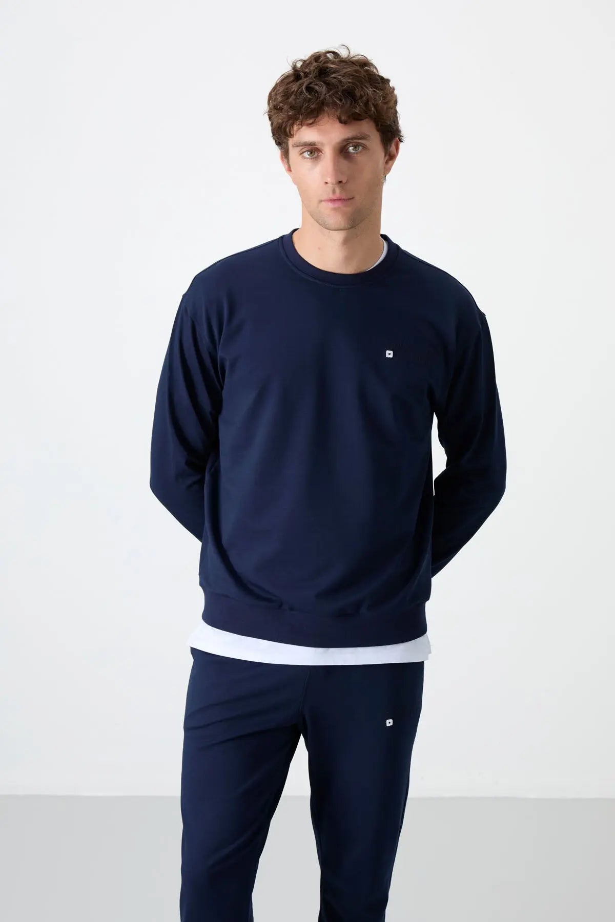 casual o yaka lastik paça erkek oversize eşofman takimi - 85120 - Justyol