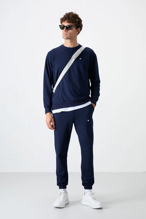 casual o yaka lastik paça erkek oversize eşofman takimi - 85120 - Justyol