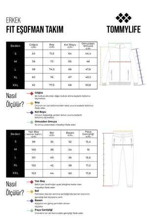 casual o yaka lastik paça erkek oversize eşofman takimi - 85120 - Justyol
