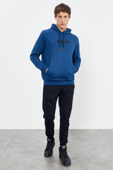 baskili kapüşonlu kanguru cep rahat form erkek sweatshirt - 88019 - Justyol