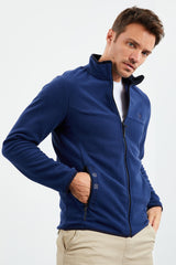yazi nakişli dik yaka fermuarli standart kalip erkek sweatshirt polar - 87992 - Justyol