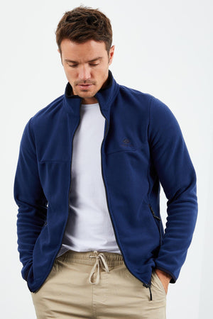 yazi nakişli dik yaka fermuarli standart kalip erkek sweatshirt polar - 87992 - Justyol