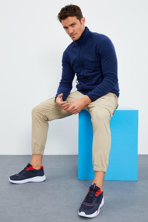 yazi nakişli dik yaka fermuarli standart kalip erkek sweatshirt polar - 87992 - Justyol