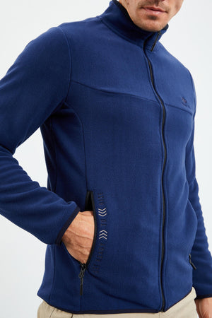 yazi nakişli dik yaka fermuarli standart kalip erkek sweatshirt polar - 87992 - Justyol