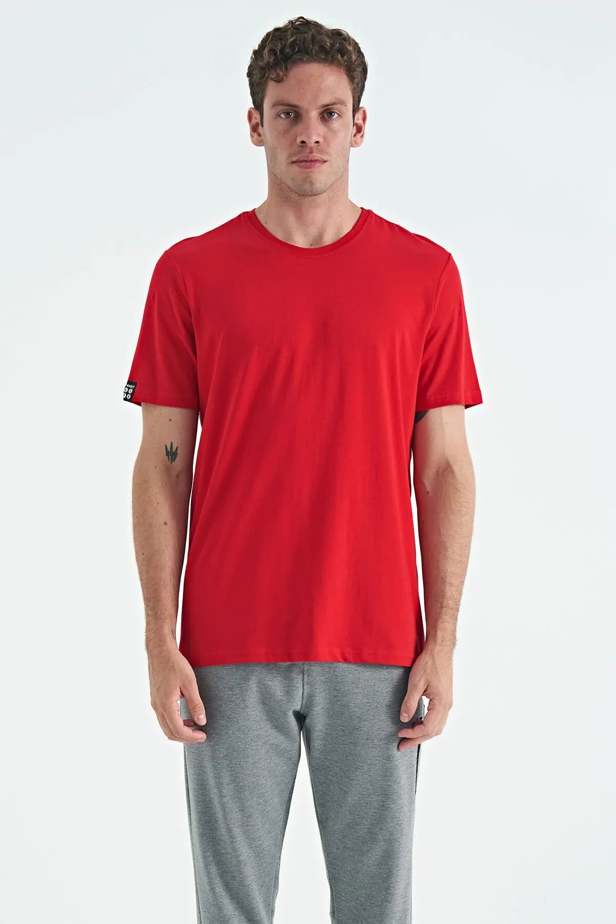erkek basic kisa kol standart kalip o yaka t-shirt - 87911 - Justyol