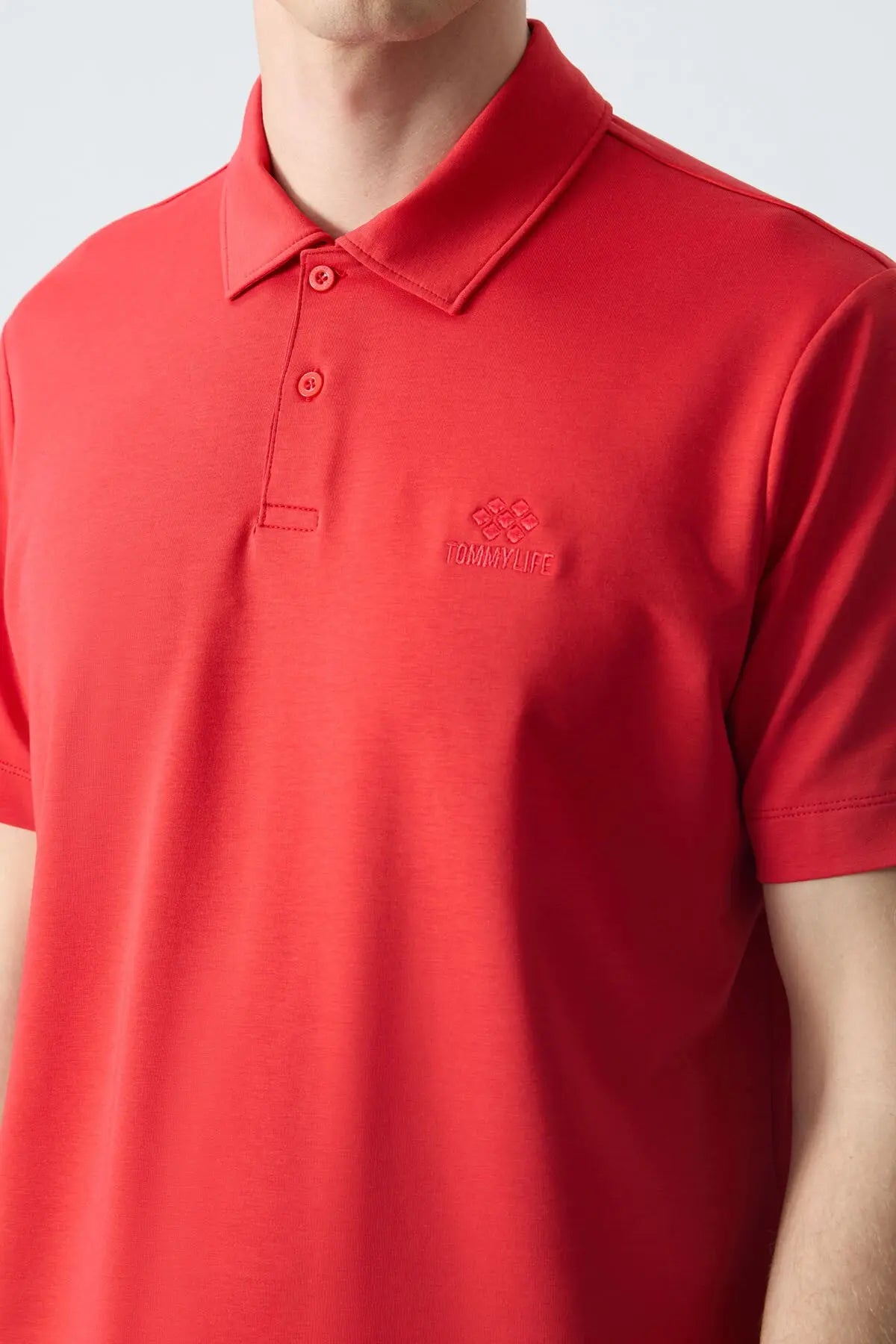 basic logolu standart kalip triko polo yaka erkek t-shirt - 87748 - Justyol