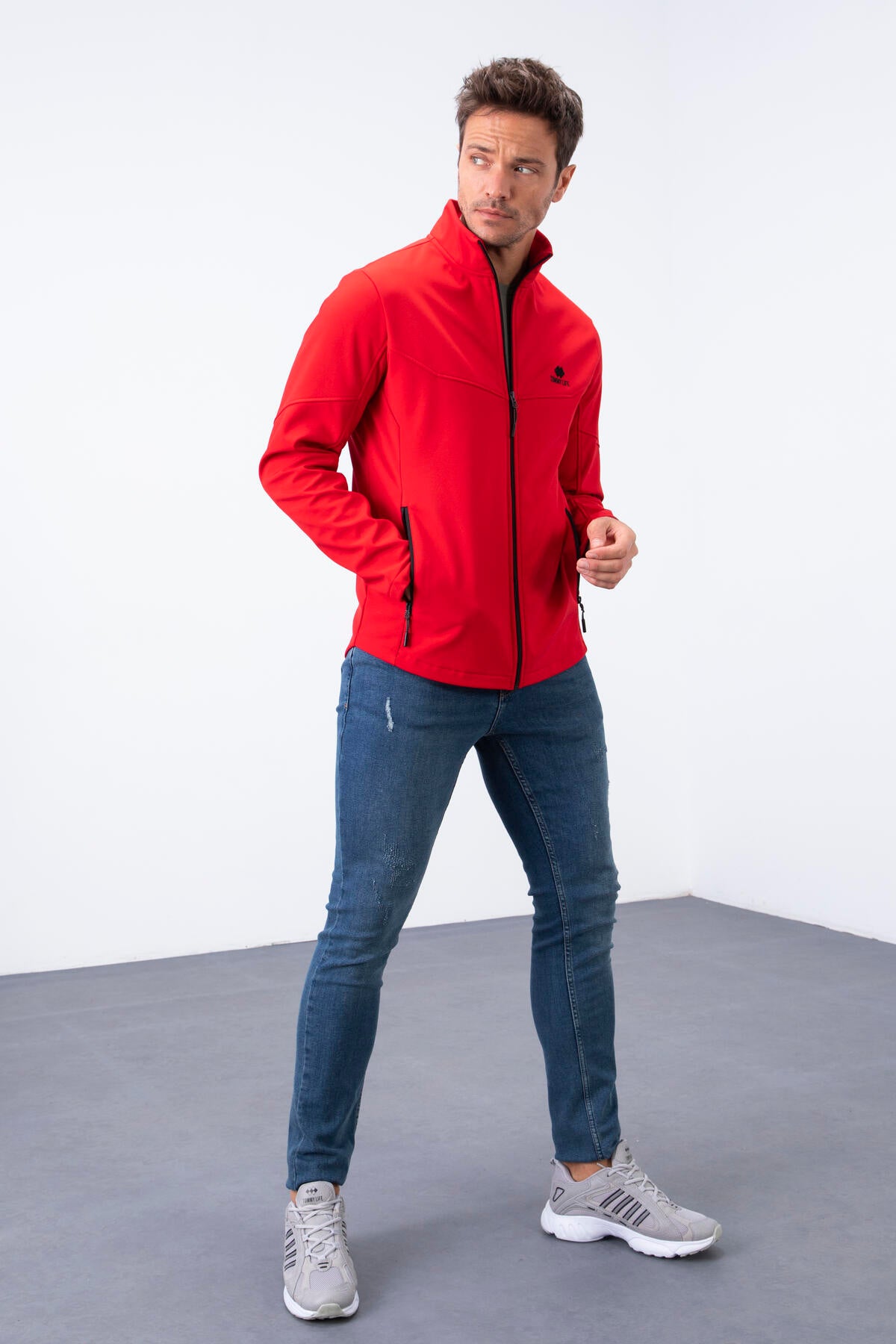 fermuarli dik yaka su ve rüzgar geçirmez softshell erkek mont - 88050 - Justyol