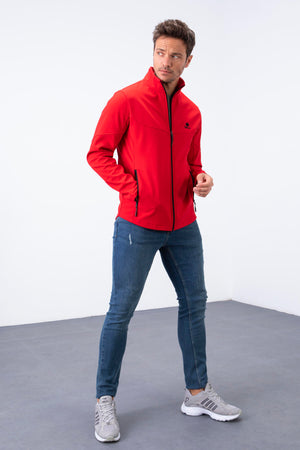fermuarli dik yaka su ve rüzgar geçirmez softshell erkek mont - 88050 - Justyol