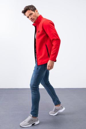 fermuarli dik yaka su ve rüzgar geçirmez softshell erkek mont - 88050 - Justyol