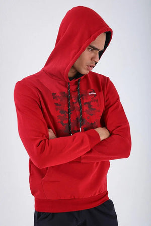 kamuflaj desen baskili standart kalip kapüşonlu erkek sweatshirt - 87884 - Justyol
