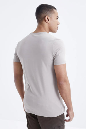 basic kisa kol standart kalip v yaka erkek t-shirt - 87912 - Justyol