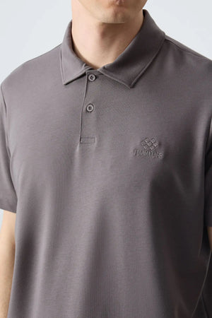 basic logolu standart kalip triko polo yaka erkek t-shirt - 87748 - Justyol