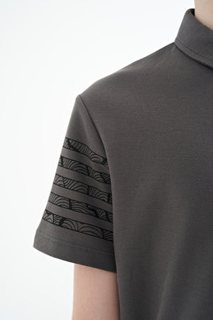 kol baski detayli standart kalip polo yaka erkek çocuk t-shirt - 11093 - Justyol
