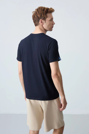 basic kisa kol standart kalip v yaka erkek t-shirt - 87912 - Justyol