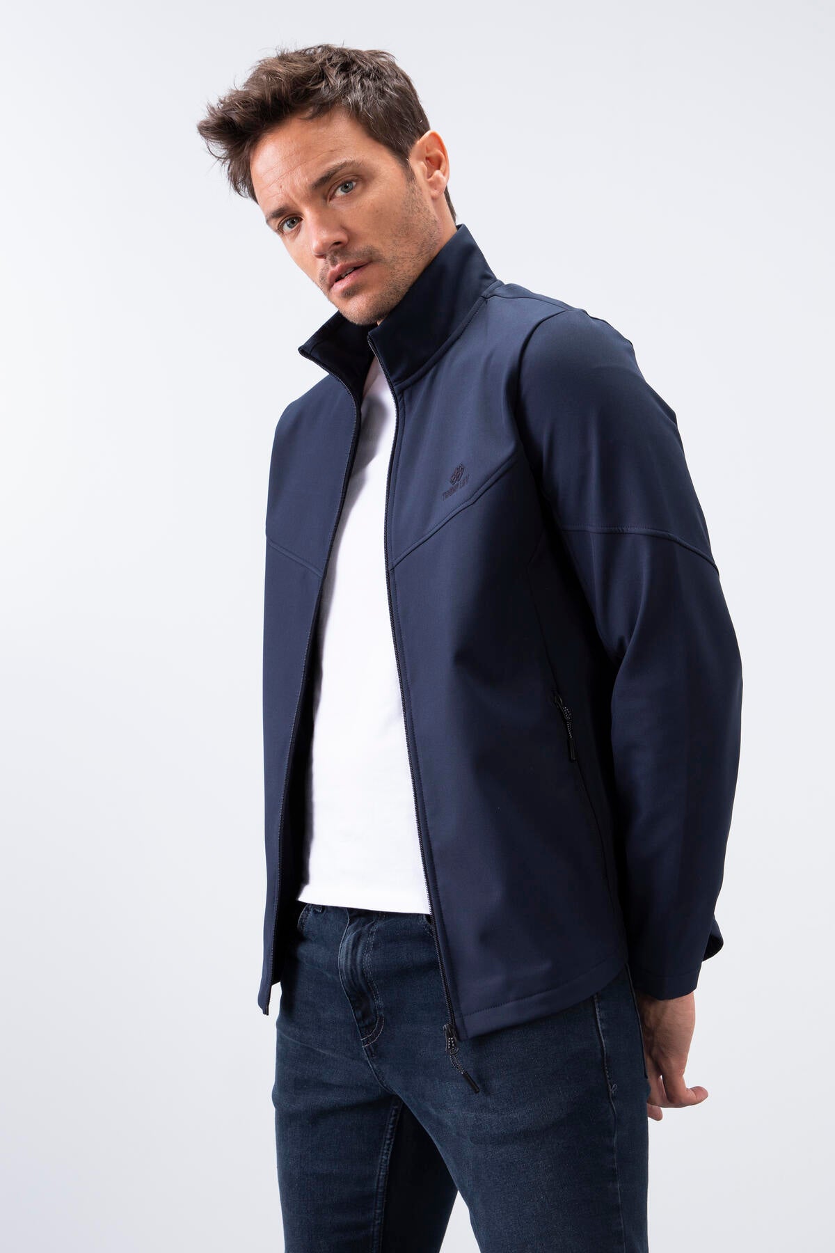 fermuarli dik yaka su ve rüzgar geçirmez softshell erkek mont - 88050 - Justyol