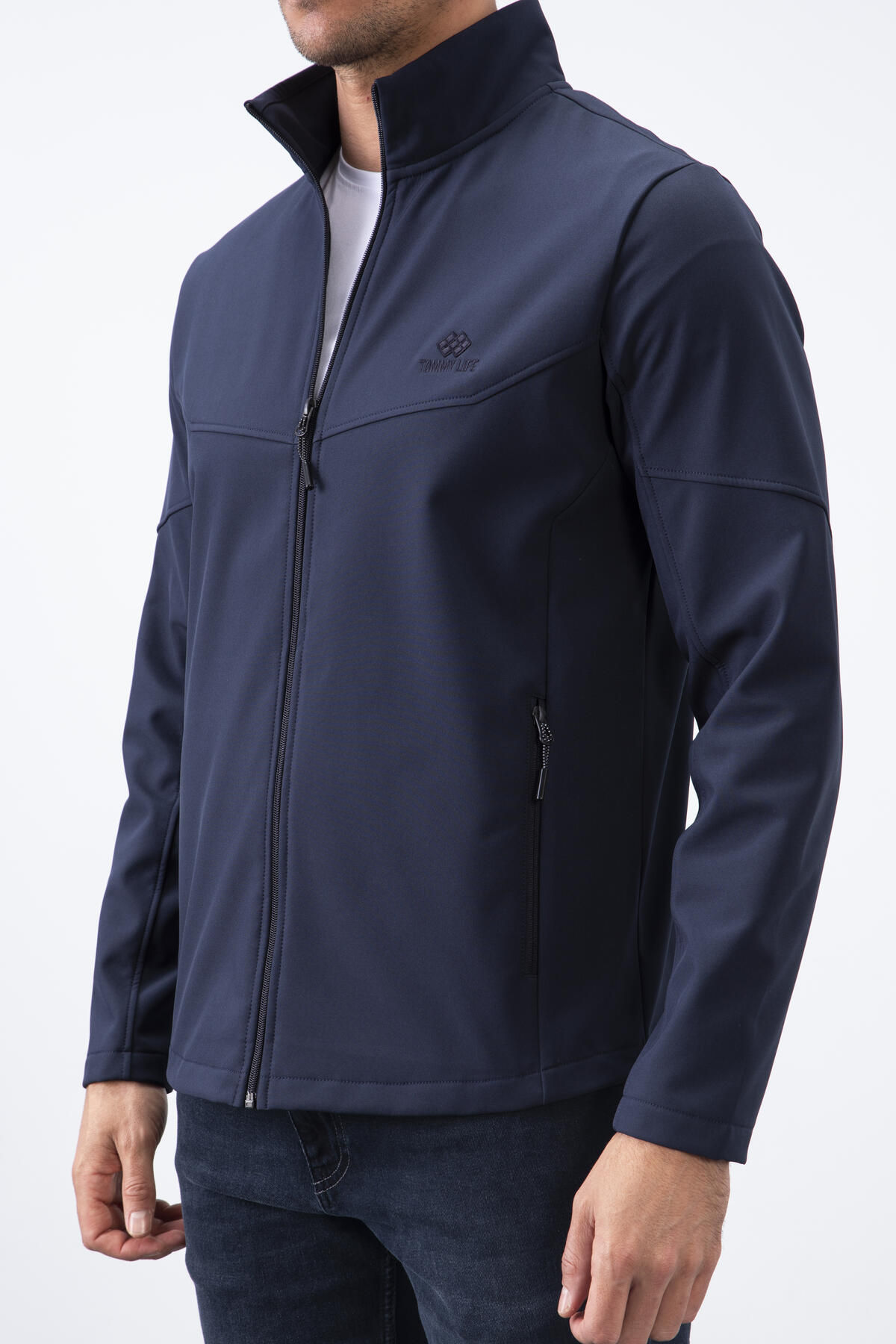fermuarli dik yaka su ve rüzgar geçirmez softshell erkek mont - 88050 - Justyol