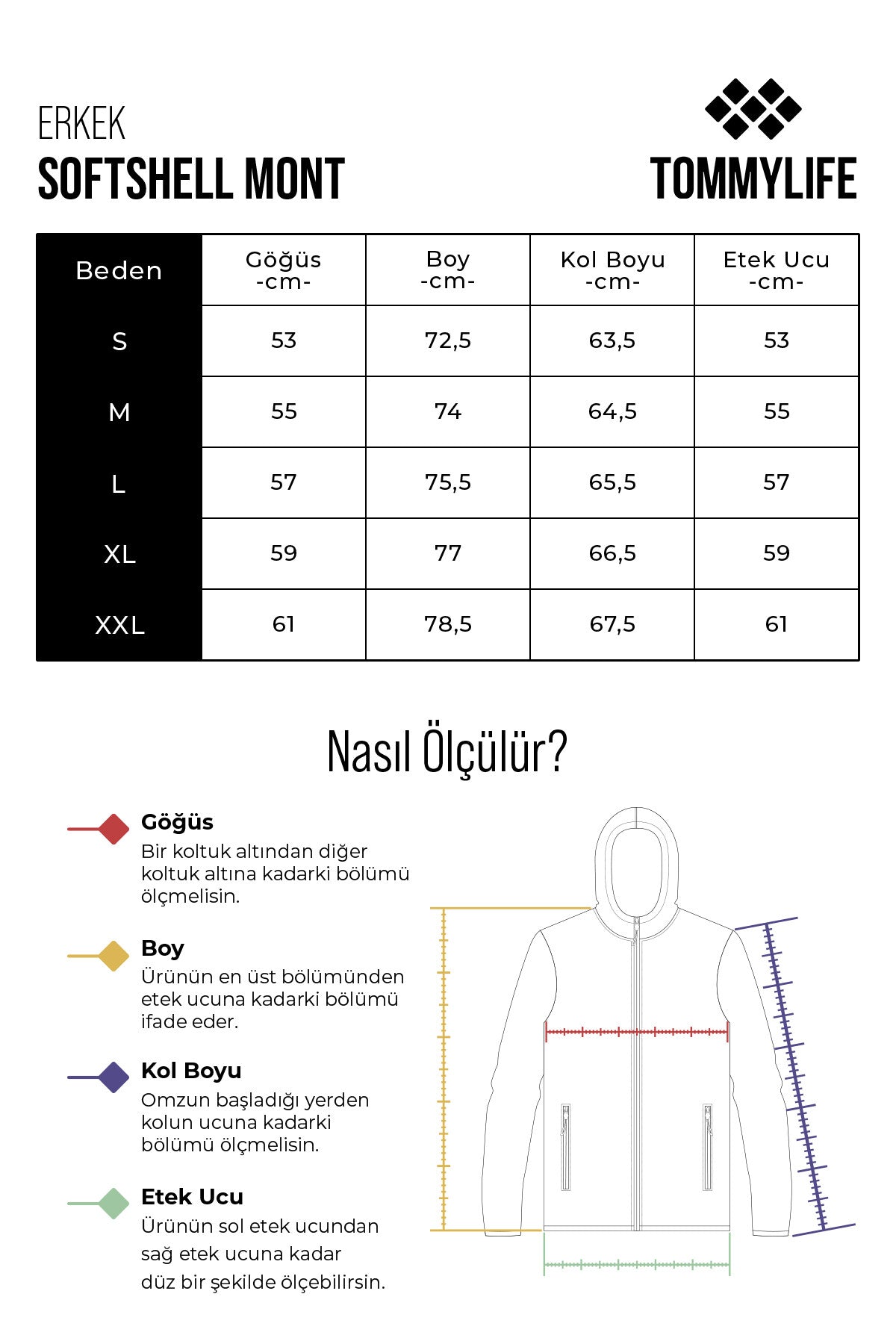 fermuarli kapüşonlu su ve rüzgar geçirmez softshell erkek mont - 88051 - Justyol