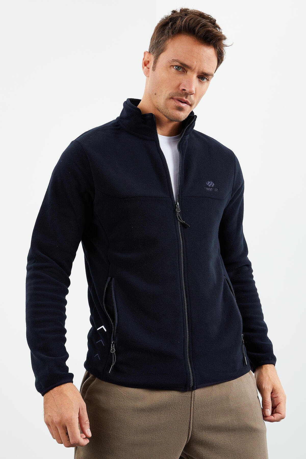fermuarli sweatshirt slim fit dik yaka erkek polar - 87270 - Justyol
