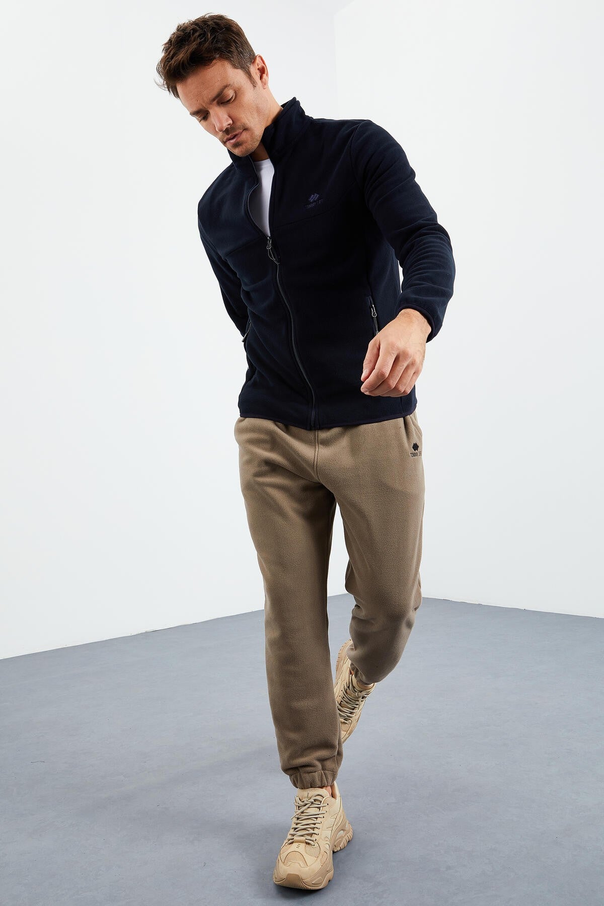 fermuarli sweatshirt slim fit dik yaka erkek polar - 87270 - Justyol