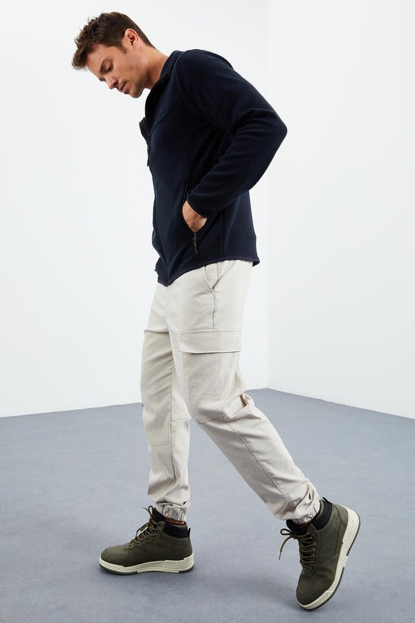 yazi nakişli dik yaka fermuarli standart kalip erkek sweatshirt polar - 87992 - Justyol