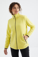 dik yaka fermuarli rahat form kadin polar sweatshirt - 97173 - Justyol