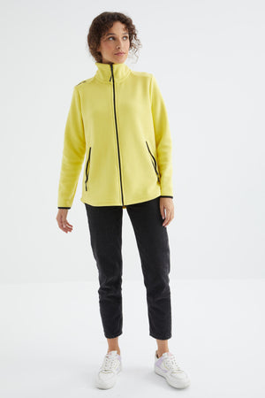 dik yaka fermuarli rahat form kadin polar sweatshirt - 97173 - Justyol