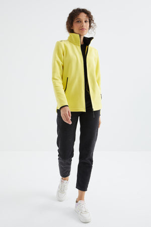 dik yaka fermuarli rahat form kadin polar sweatshirt - 97173 - Justyol