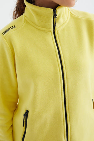 dik yaka fermuarli rahat form kadin polar sweatshirt - 97173 - Justyol
