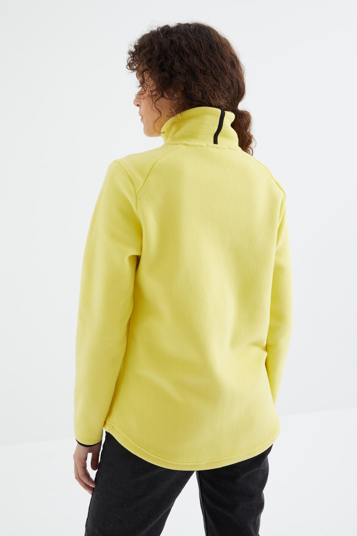 dik yaka fermuarli rahat form kadin polar sweatshirt - 97173 - Justyol