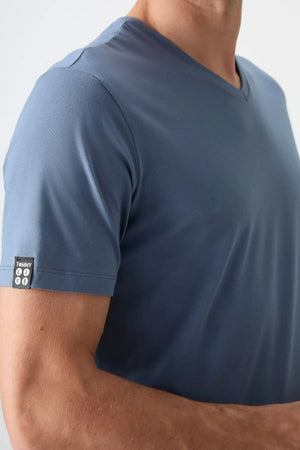 basic kisa kol standart kalip v yaka erkek t-shirt - 87912 - Justyol