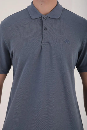 basic logolu standart kalip triko polo yaka erkek t-shirt - 87748 - Justyol